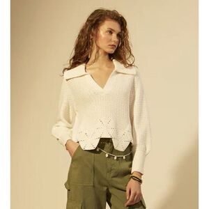 Tresse Ti / S‎ Cream Knit Crochet Sweater Open Knit MANES Sweater